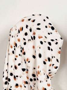 SHEIN Jumpsuit Hamil Bermotif dengan Kaki Lebar dan Fungsi Menyusui, Cocok untuk Dipakai Sehari-hari dan Liburan Musim Panas. - Krem - View 5