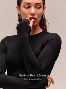 GLOWMODE TENCEL™ Modal All In Flow Silky Lightweight Fix Fit Waist Length Long Sleeve Top Daily Casual Wear - Black - View 3