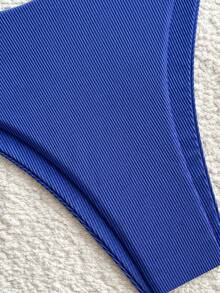 SHEIN Swim Summer 3pcs/Set Bikini With Underwire Bra, Panty And Cover-Up - Blue - View 5