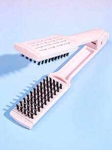 1 pieza Peine de doble cara en forma de V rosa para alisar cabello rizado, uso dual, reduce puntas abiertas, herramienta de peluquería para mujeres, viaje, hogar, barbería, salón, cepillo de cuidado del cabello esencial, peine desenredante, cepillo para bordes - Rosa - Ver 6