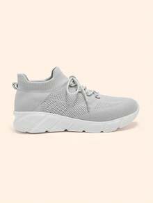 CUCCOO BASICS Ladies' Fashionable Grey Cloth Lace-Up Lightweight Running Outdoor Sneakers, Comfortable And Breathable, Suitable For Jogging, Commuting And Casual Walking Back To School - Grey - View 6