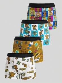 SCOOBY-DOO X SHEIN Young Boy Colorblock Cartoon Print Casual Daily Boxer Briefs - White - View 1