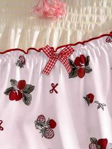 PetitDoll Women's Sweet Strawberry Bow Contrast Color Ruffle Edge Design Series Hipster Panties - Pink - View 5