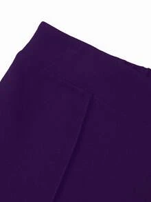 SHEIN Unity 女款素色休閒百搭日常寬腿長褲 - Bold Plum - 查看 7