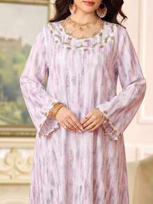 Al Najma Plus Size Women Arabic Style Dress - Pink - View 3