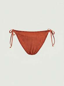 SHEIN MOD Sunny Beach Vacation Women's Solid Color Lace-Up Camisole Top And Shorts 2-Piece Swimsuit Set Burnt Orange Summer Sexy Tropical - Rust Brown - View 10
