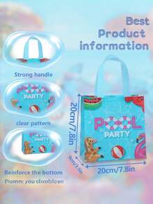 6 18PCS Large Capacity Blue Summer Pool Party Theme Reinforced Handles Reusable Easy Clean Cool Feeling Tote Gift Bag For Birthday Beach Party Summer Shopping Daily Storage Essential - 9057 - View 3