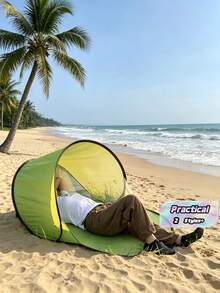 1pc Outdoor Tent, Portable Sun Shade Canopy, Single Person Instant Setup Beach Tent, Sunscreen, Camping Equipment - Multicolor - View 2