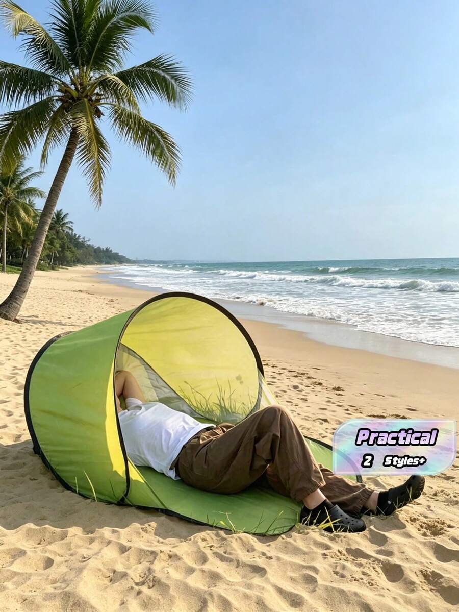1pc Outdoor Tent, Portable Sun Shade Canopy, Single Person Instant Setup Beach Tent, Sunscreen, Camping Equipment