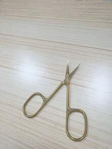 1pc Stainless Steel Gold Cuticle Nipper,Cuticle Trimming Eyebrow Scissors, Pointed Nail Scissors. - Gold - View 7