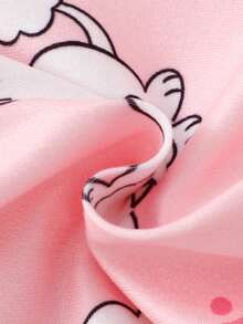 Casual Pullover Children's 10 Years Old Tween Girls Apricot Base Color Cute Puppy Print Pattern Short Sleeve Shorts Home Wear Summer Set - Pink - View 3