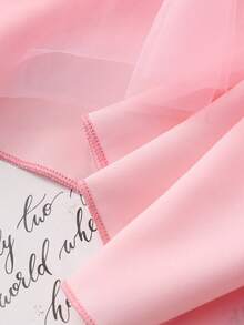 SHEIN Elegante vestido de niña con volantes y decoración de perlas en malla - Rosa - Ver 8