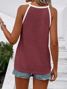 EMERY ROSE New Women's Fashion Casual Colorblock Halter Neck Tank Top - Multicolor - View 2