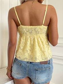 CovetEZ Áo hai dây dệt kim ren jacquard màu vàng kem hiệu Summer Dopamine, thích hợp cho đi làm hàng ngày, hẹn hò, tụ họp, mùa thu/đông, Giáng sinh, Năm mới, Lễ Tạ ơn, tiệc tùng, đám cưới, đi biển, lễ tốt nghiệp, thời trang, thanh lịch, thường ngày, đi chơi, hẹn hò, đặt chỗ, đi làm, sáng bóng, Ngày lễ tình nhân, sang trọng, kỳ nghỉ, thường ngày, Y2K, đi chơi, lễ tốt nghiệp - Vàng nhạt - Xem 2
