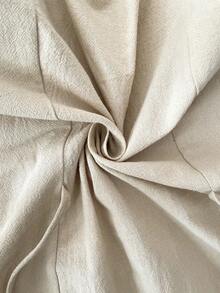 Easowa 方領後收腰蝴蝶結收腰A字版型無袖洋裝 前開襟鈕扣設計 100%純棉可追溯棉 舒適面料 休閒隨性優雅通勤老錢風 度假春夏季女款迷你洋裝 - 杏色 - 查看 8