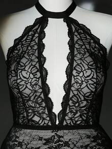 Seduluxe Plus Size Lace Wire-Free Sexy One-Piece Bodysuit Lingerie - Black - View 6