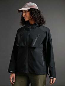 WanderVale Women's Solid Color Casual Hooded Outdoor Windbreaker Jacket Sports - Black - View 6