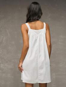Esseday Women's Floral Embroidery Hollow Button Design Nightgown, Ladies' Sleepwear Dress - White - View 2