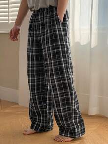 DAZY Men's Plaid Pajama Pants, Spring Loungewear, Fall, Winter - Grey - View 9