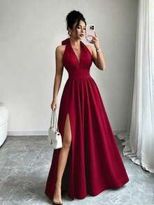 Women Long Dresses - Navy Blue - View 9