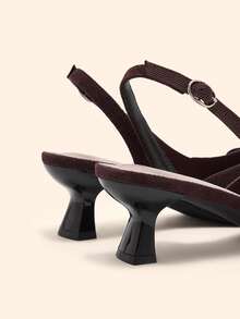 CUCCOO BASICS Women Shoes Classic Simple Fashion High Heels Pointed Thin Heels Empty Shoes, Bow Decorative Cat And Women's Shoes, Workplace Light Party Elegant Temperament High Heels - Brown - View 9