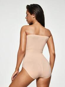 SHAPORA Women's Seamless Body Shaper Bodysuit, Solid Color, Slim Fit - Apricot - View 2