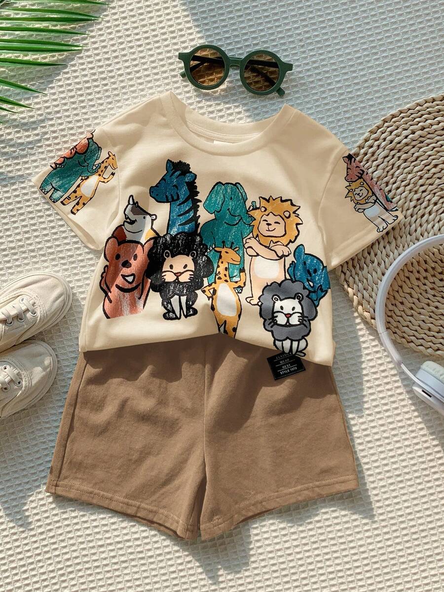 Atasan Rajut Longgar Leher Bulat dengan Bahu Jatuh, Gaya Kasual Sederhana untuk Anak Laki-Laki, Motif Kartun, Cocok untuk Musim Semi dan Musim Panas - MultiWarna - View 1