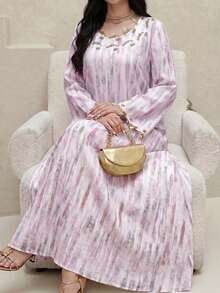 Al Najma Plus Size Women Arabic Style Dress - Pink - View 7