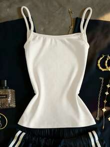 IslaSuriya Camisola de tirantes con estampado de cerezas y ribete con estampado de letras - Blanco - Ver 2