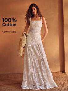 MOTF PREMIUM WOMEN'S COTTON EMBROIDERED VACATION SKIRT, SPRING/SUMMER - White - View 4