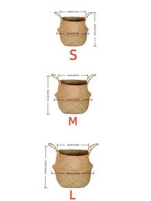 1PC Seagrass Wicker Rattan Hanging Planter Storage Basket Flower Pot Cover Woven Straw Storage Bin For Farmhouse Garden Home Decor Living Room Bedroom Organization Shelving Tabletop Accessory - Multicolor - View 11