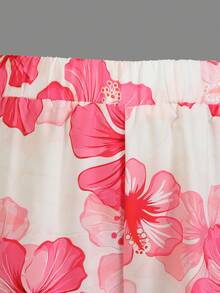 2pcs/Set Conjunto de Verano para Niñas con Top sin Mangas con Volantes en la Espalda & Pantalones Largos con Lazo Estampado, Casual Versátil para Vacaciones, Salidas, Compras, Desplazamientos - Multicolor - Ver 8