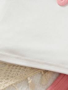 SHEIN Elladie kids 2件組少女款柔軟可愛活力風白色無袖背心上衣與粉色百褶寬腿褲套裝，胸前3D花朵裝飾，適合日常穿著、週末出遊、家庭活動、返校，春夏季適用 - 粉色 - 查看 6