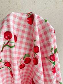 Soleia Women's Vacation Cherry Print Mini Dress Vacation Pink And White Plaid Summer Cute Cottagecore,No Breast Pads Picnic Vacation - Multicolor - View 7
