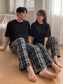 DAZY Men's Plaid Pajama Pants, Spring Loungewear, Fall, Winter - Grey - View 4