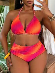 Slaydiva 2026 New Women's Spring/Summer Halter Neck Triangle Bikini Swimwear Set, Plus Size, Beachwear - Multicolor - View 6