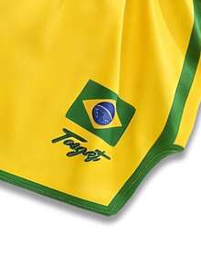 ROMWE MEN Street Life World Cup Men's Brazil Color Boxer Shorts - Yellow - View 5