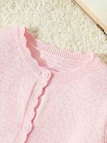 Blossori Young Girls Cardigans Autumn/Winter Red Fitted Round Neck Sweater Jacket - Pink - View 4