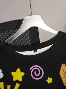 SHEIN X Care Bears 大尺碼夏季休閒卡通印花T恤 - 白色 - 查看 5