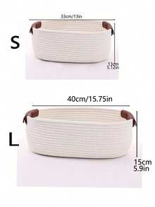 Customized 1pc Handwoven Rope Storage Basket, Suitable For Bathroom, Bedroom, Living Room, Pets Toys, Valentine's Day, Wedding, Home Decor, Halloween, Back To School Student Storage Box,Home Refresh,Customized Storage Basket,Easy Comfort,Home & Living,Christmas Home Atmosphere,Souvenirs,Reusable,Adorable,High-Quality,Elegant Living - White - View 7