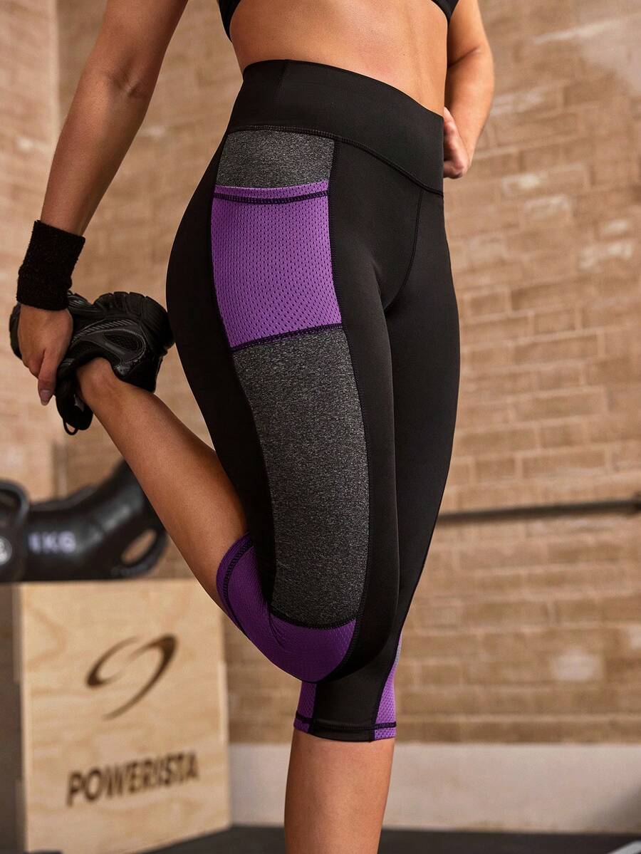 Powerista Women's Colorblock Casual Versatile Pocket Sports Capris Outdoor - Black - View 1