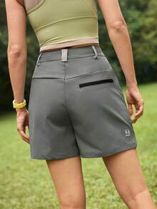 In My Nature Women's Casual Fashion Dark Wash Solid Color Versatile Pocket Button Outdoor Hiking Shorts For Summer Workout Vacation - Grey - View 8