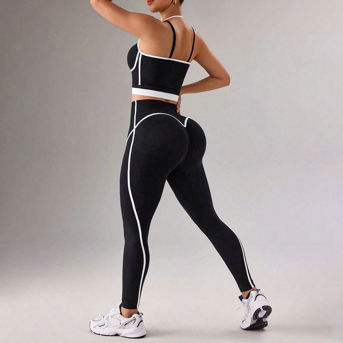 Conjunto deportivo casual de mujer sin costuras, de alta elasticidad, para yoga y fitness, de uso diario, con color de contraste