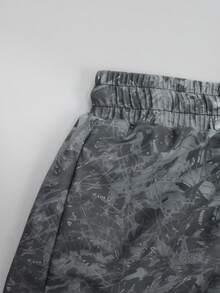 ZELFYO 男士夏季拼色防曬長袖泳衣上衣與短褲套裝，度假款 - 灰色 - 查看 7