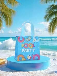 6 18PCS Large Capacity Blue Summer Pool Party Theme Reinforced Handles Reusable Easy Clean Cool Feeling Tote Gift Bag For Birthday Beach Party Summer Shopping Daily Storage Essential - 9057 - View 7