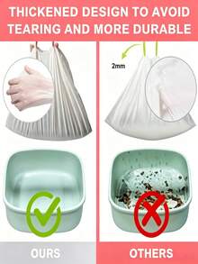 Large Pet Waste Bags Drawstring Self Sealing Thickened Litter Box Cleaning Cat Litter Bags Scoop Free Odor Control Dog Poop Bags For Home Travel Outdoor Pet Supply - White - View 5