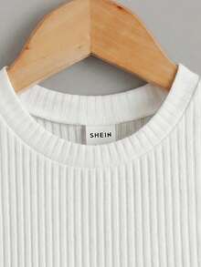 SHEIN Young Girl Knit Solid Color Round Neck Casual Tank Top 3pcs Set - Multicolor - View 4