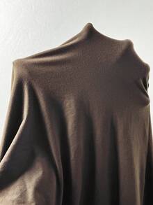 SHEIN Tall Women's Dark Brown Turtleneck Long Knit Dress, Tall Women Work Summer Elegant - Brown - View 8