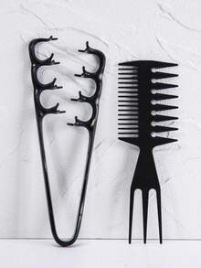 2/3pcs Set Of Texture Comb, Increased Volume Wide Tooth Hair Comb, Fluffy Wide Tooth Curly Hair Comb, Men'S Texture Styling Comb Increased Volume, Double-Sided Tail Wide Tooth Texture Comb, Unisex Hair Styling Tool - Black - View 16