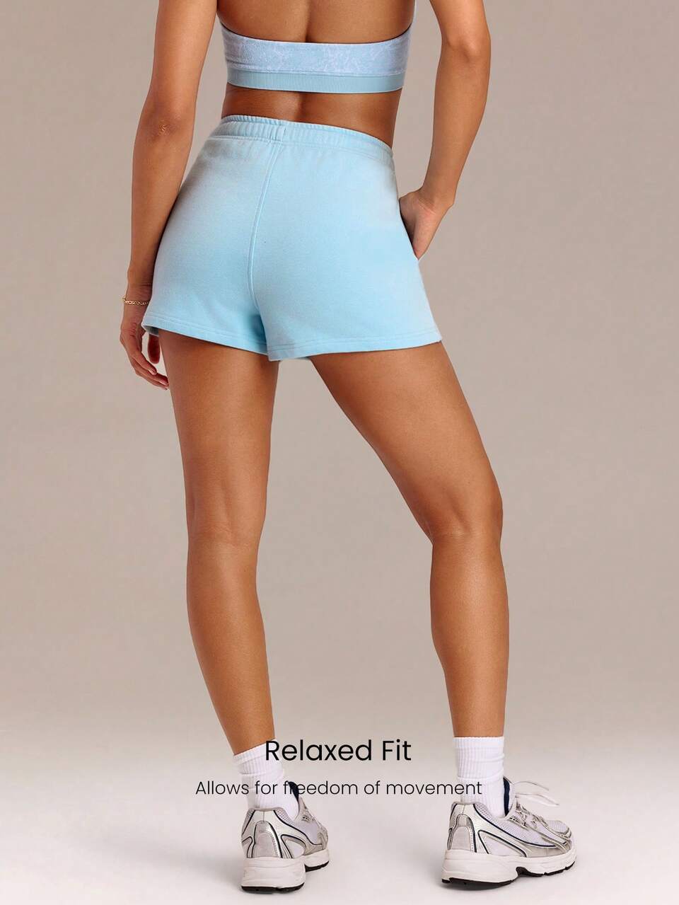 2.5" Everyday Terry Foldable High-Waist Drawstring Shorts Pocket Daily Casual Summer